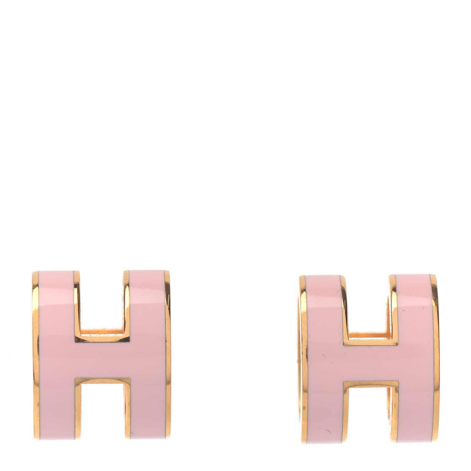 Hermes Gold Lacquered Pop H Earrings Rose Dragee 1 of 4