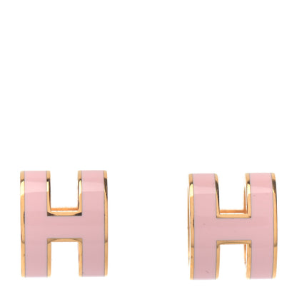 Hermes Gold Lacquered Pop H Earrings Rose Dragee 1 of 4