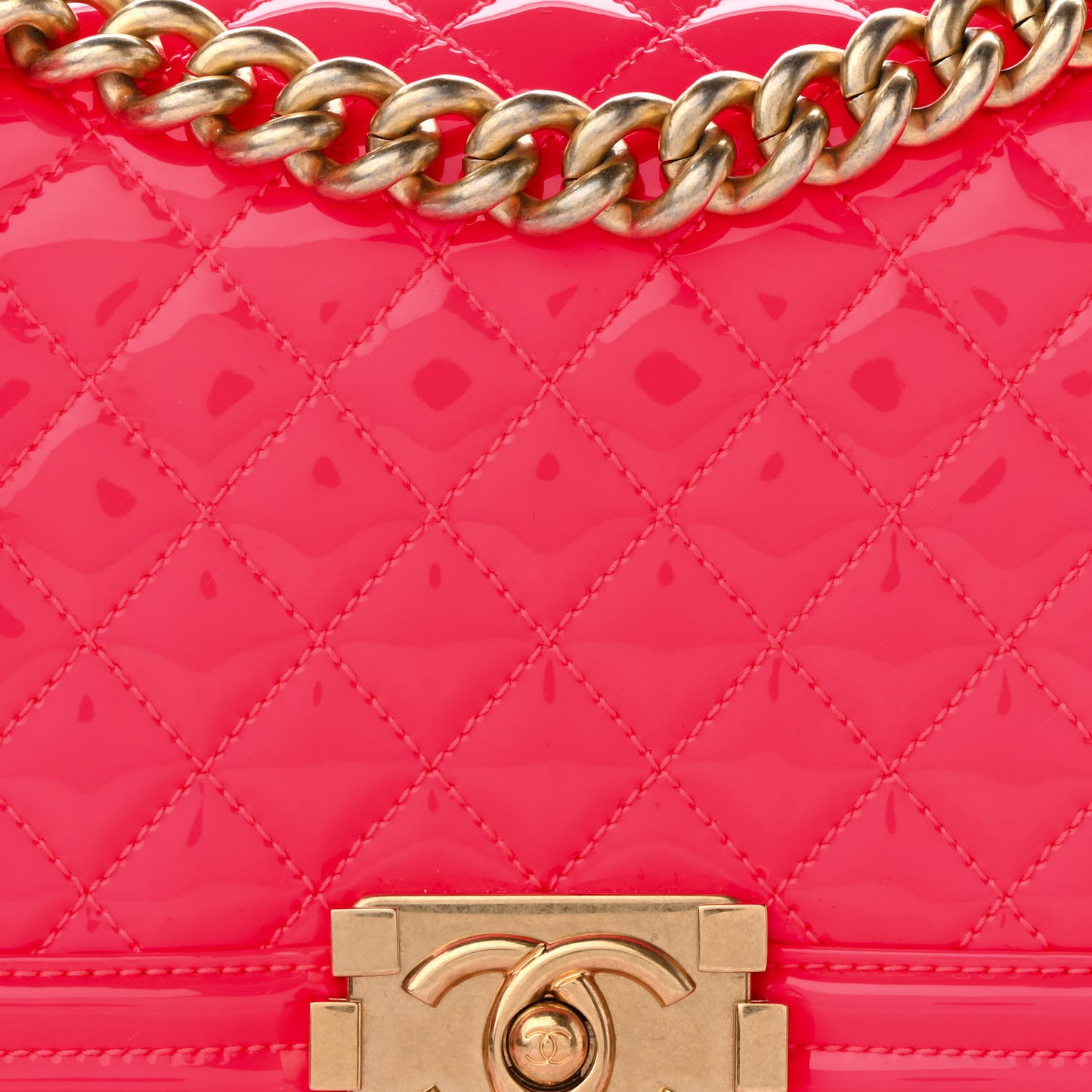 Patent Quilted Medium Boy Flap Pink