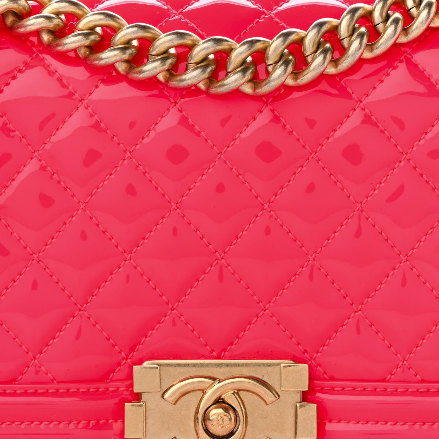 Chanel Patent Quilted Medium Boy Flap Pink 8 of 10