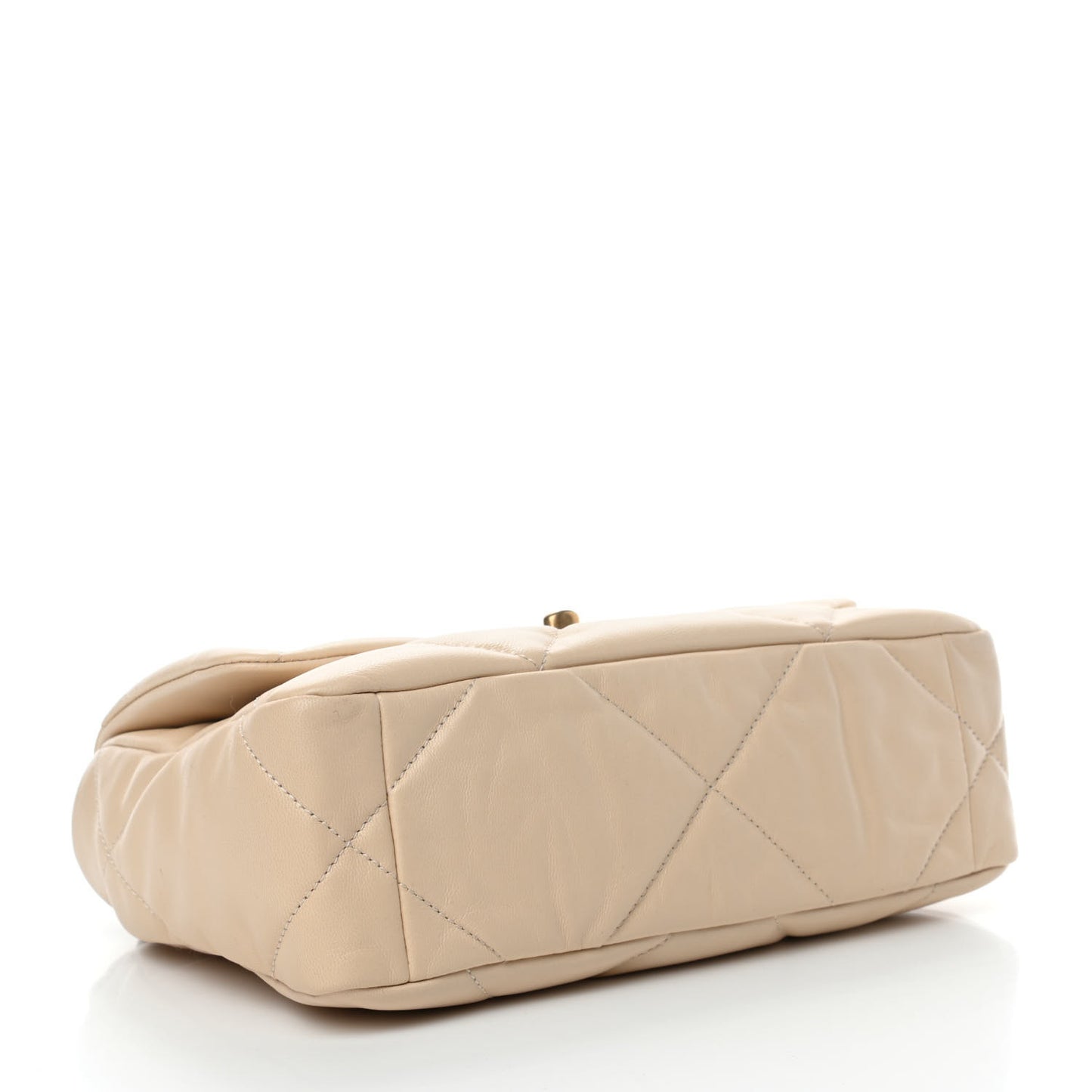 Goatskin Quilted Medium Chanel 19 Flap Beige