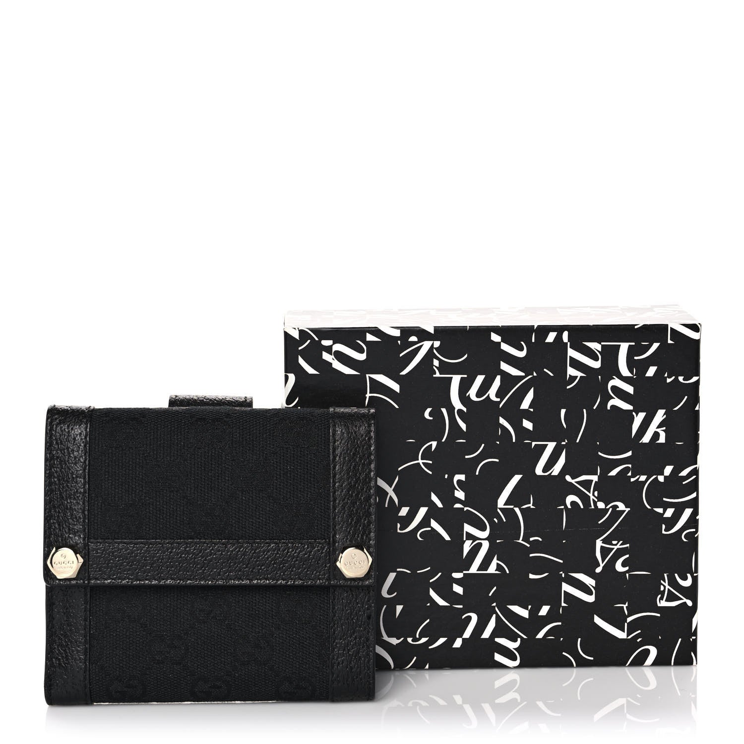 Gucci Monogram Charmy French Flap Wallet Black 10 of 10