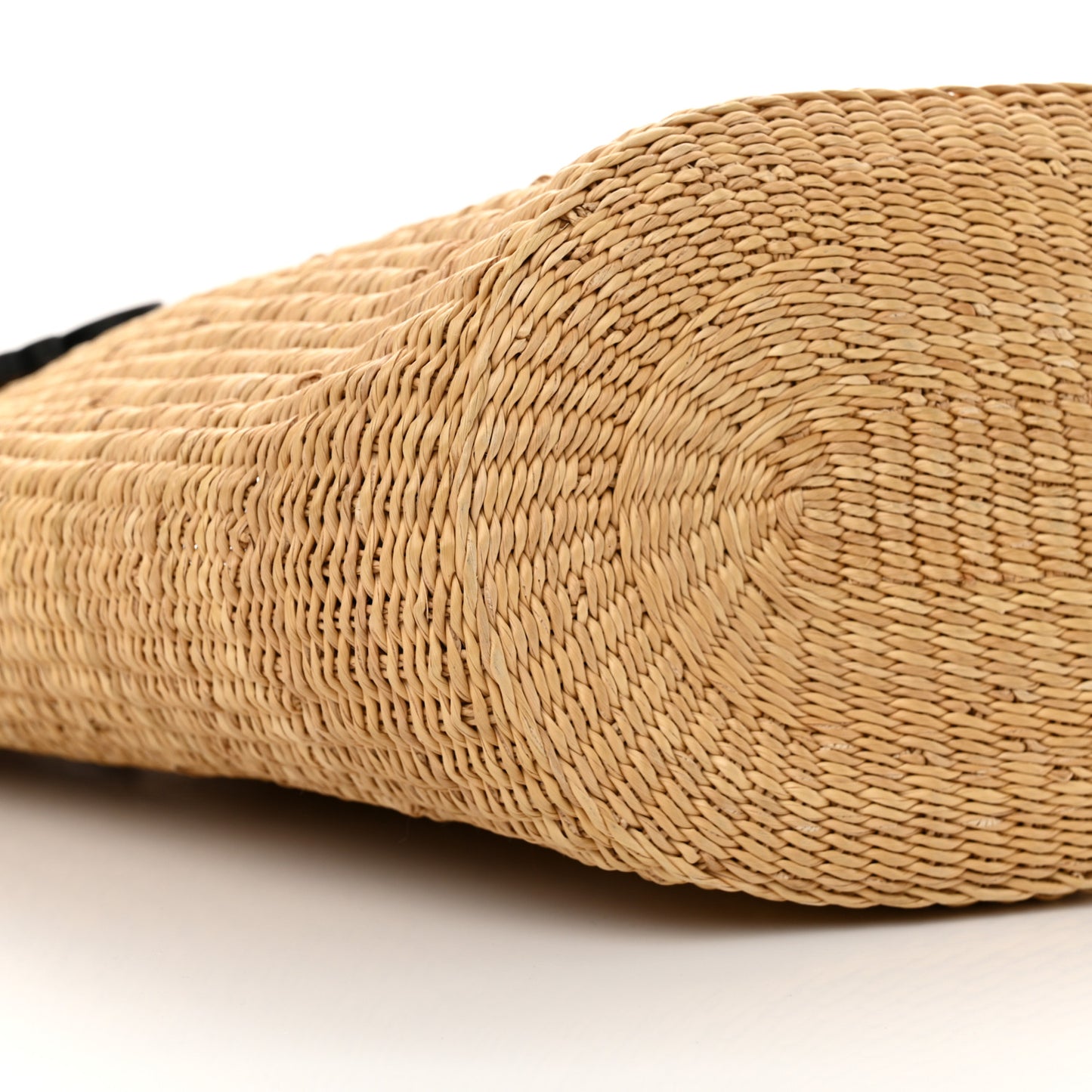 Raffia Calfskin Shell Basket Tote Natural Pecan