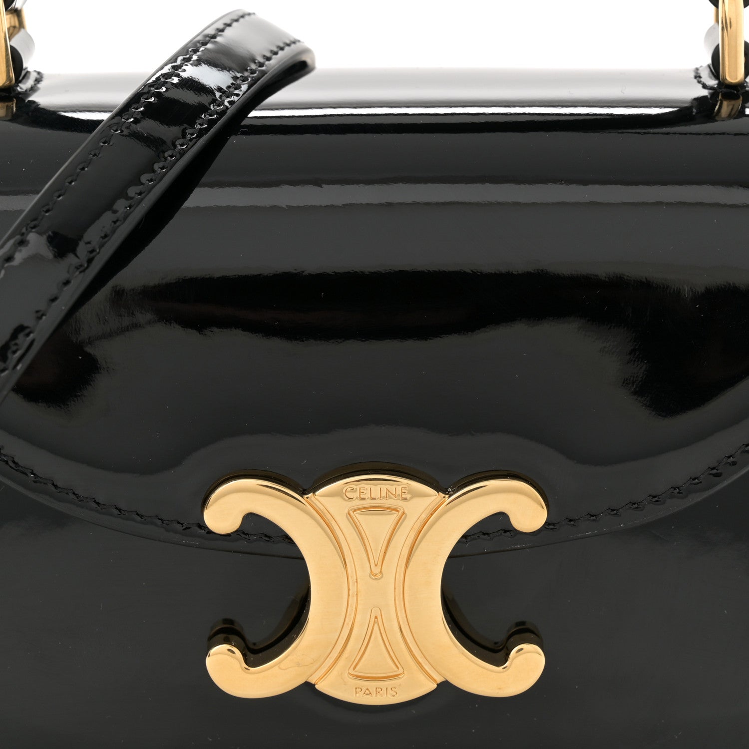 Celine Patent Calfskin Triomphe Mini Besace Clea Black 8 of 11