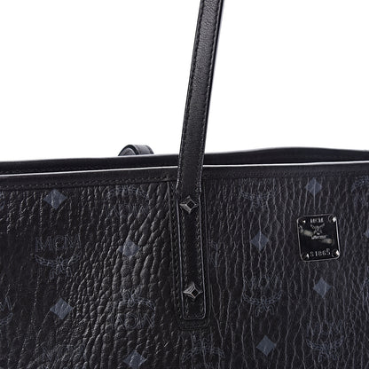 MCM Visetos Medium Anya Zip Top Shopper Tote Black 7 of 10