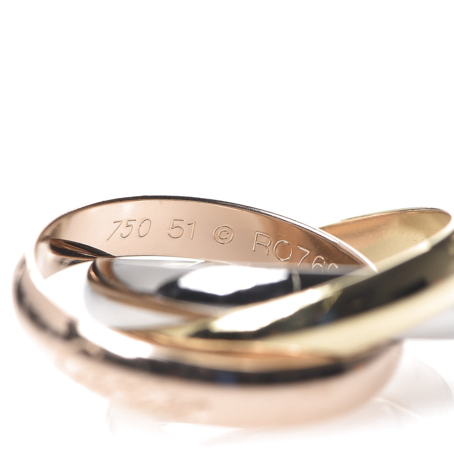 18K Pink Yellow White Gold Classic Trinity Ring 51 5.75