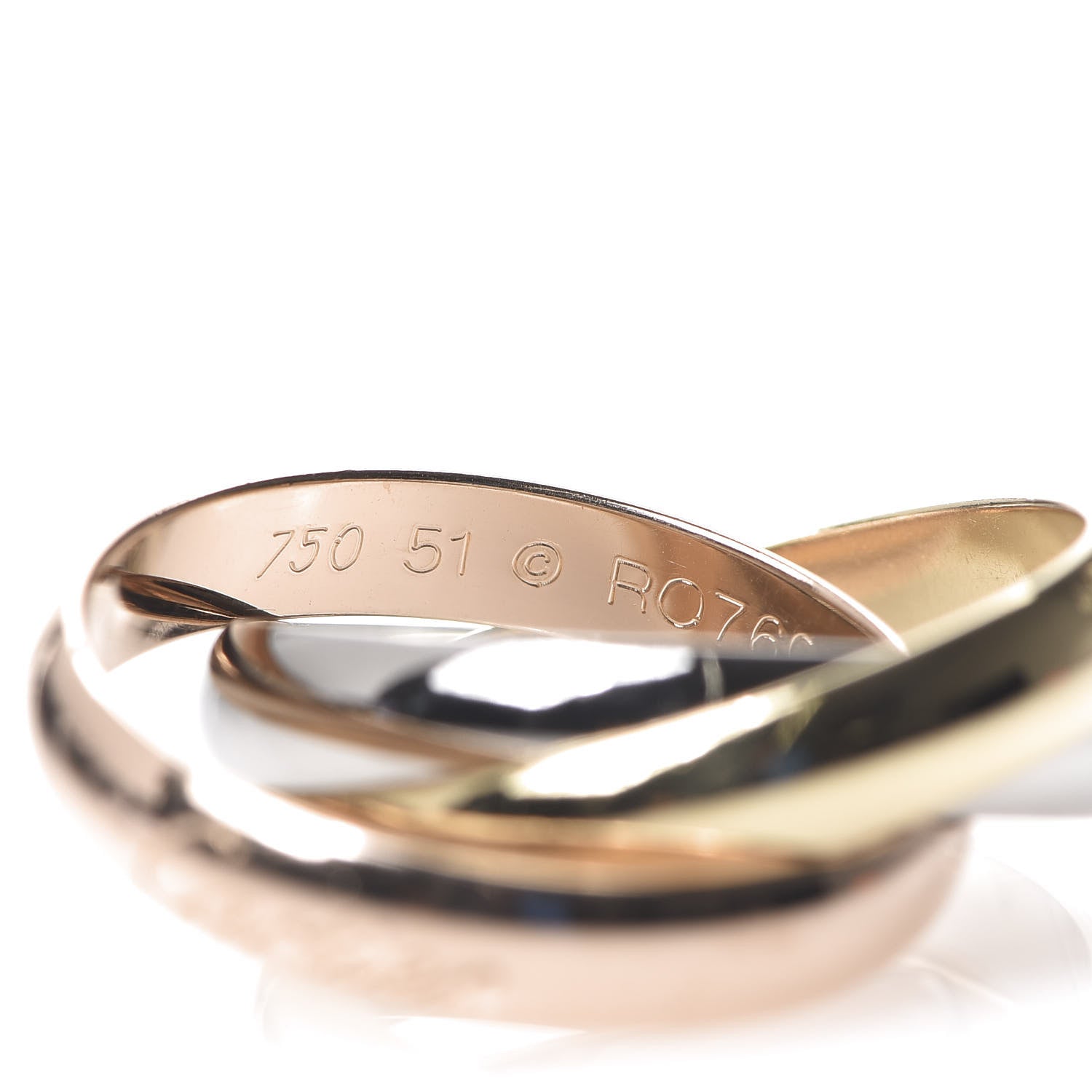 Cartier 18K Pink Yellow White Gold Classic Trinity Ring 51 5.75 3 of 4