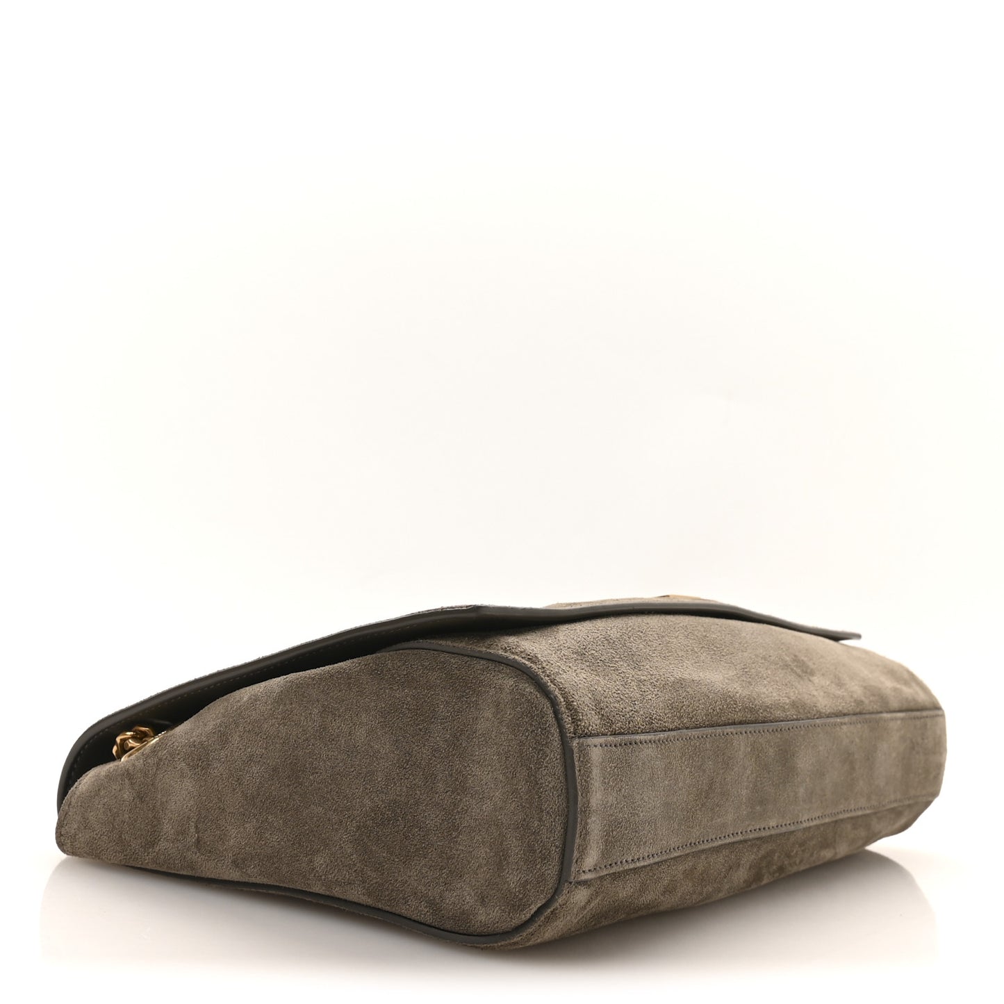 Smooth Calfskin Suede Medium Reversible Monogram Kate Satchel Olive