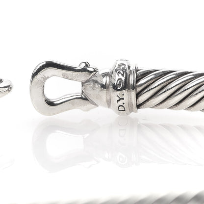 David Yurman Sterling Silver Diamond 5mm Cable Buckle Bracelet 4 of 4