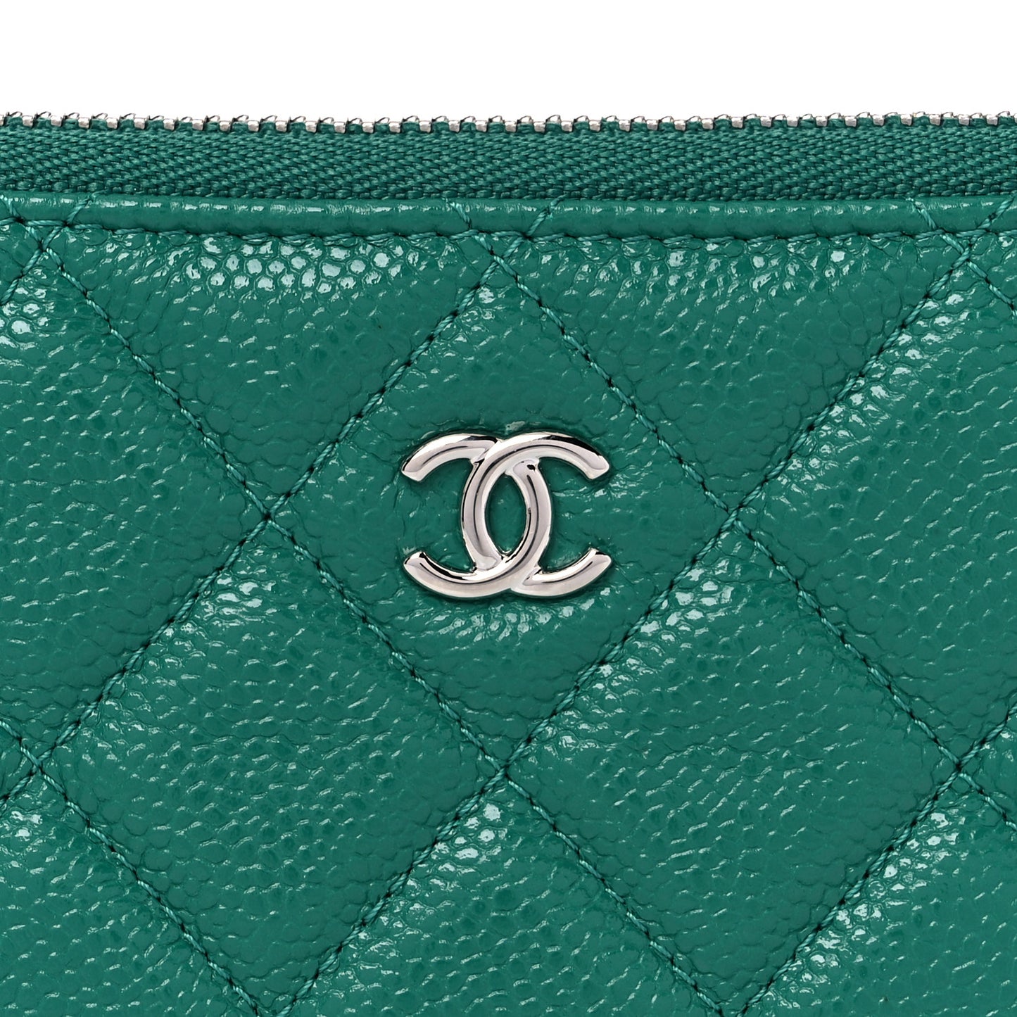 Caviar Quilted Small Cosmetic Case Green