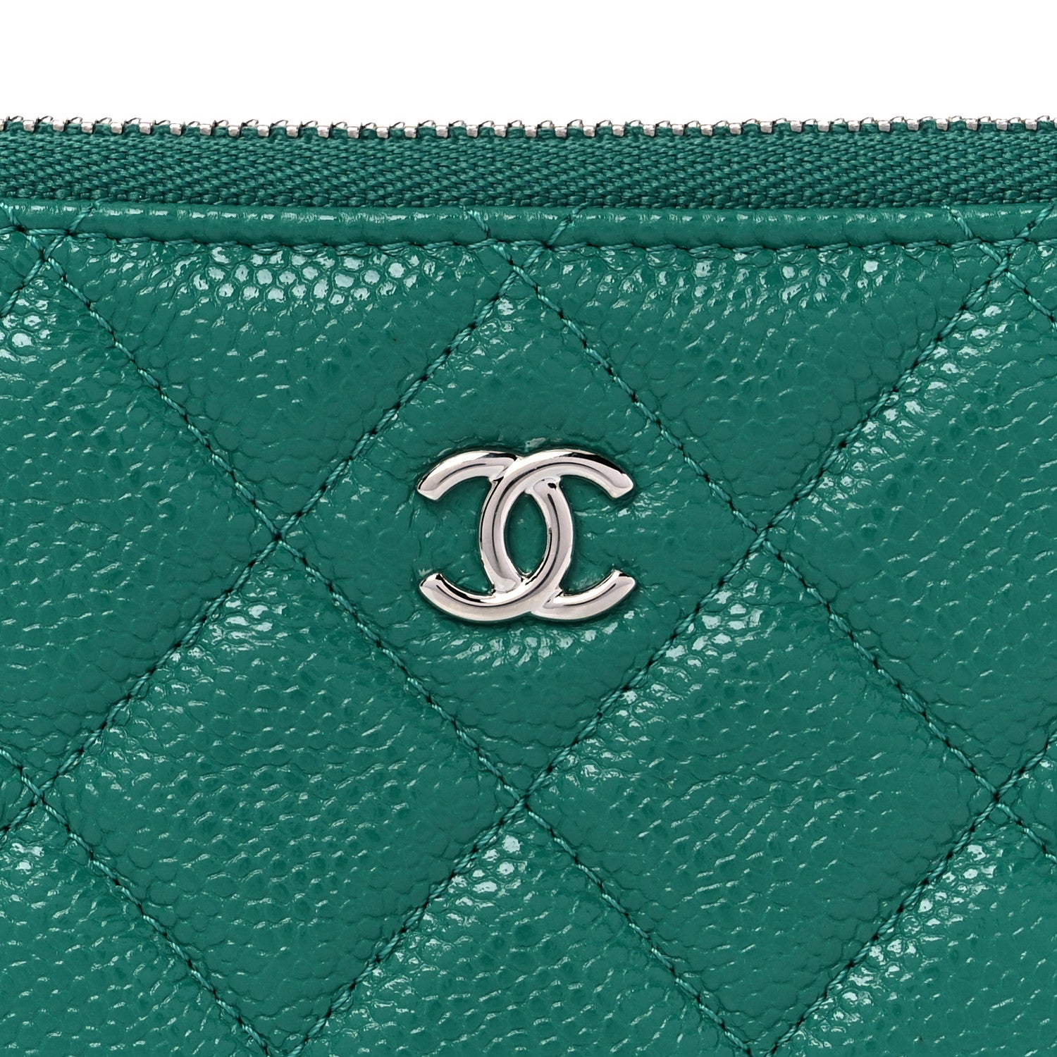 Chanel Caviar Quilted Small Cosmetic Case Green 7 of 7