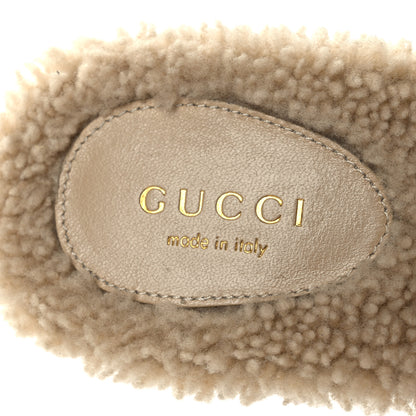 Gucci Shearling Interlocking G Cut Out Slide Sandals 37 Butterscotch 9 of 10