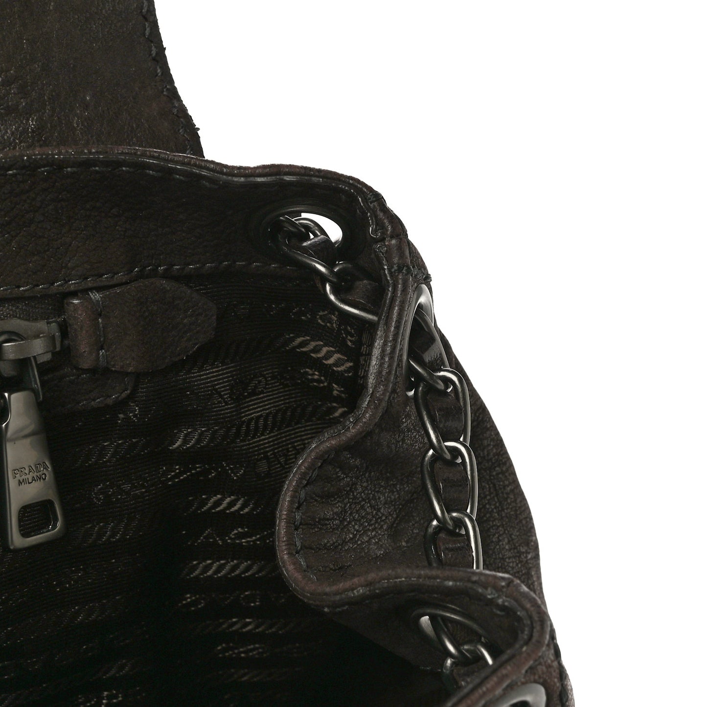 Goatskin Crocodile Embossed Flap Shoulder Bag Dark Brown