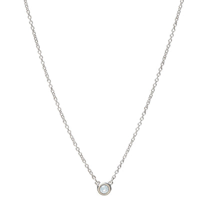 Tiffany Sterling Silver Aquamarine .06ct Elsa Peretti Color by the Yard Pendant Necklace 1 of 5