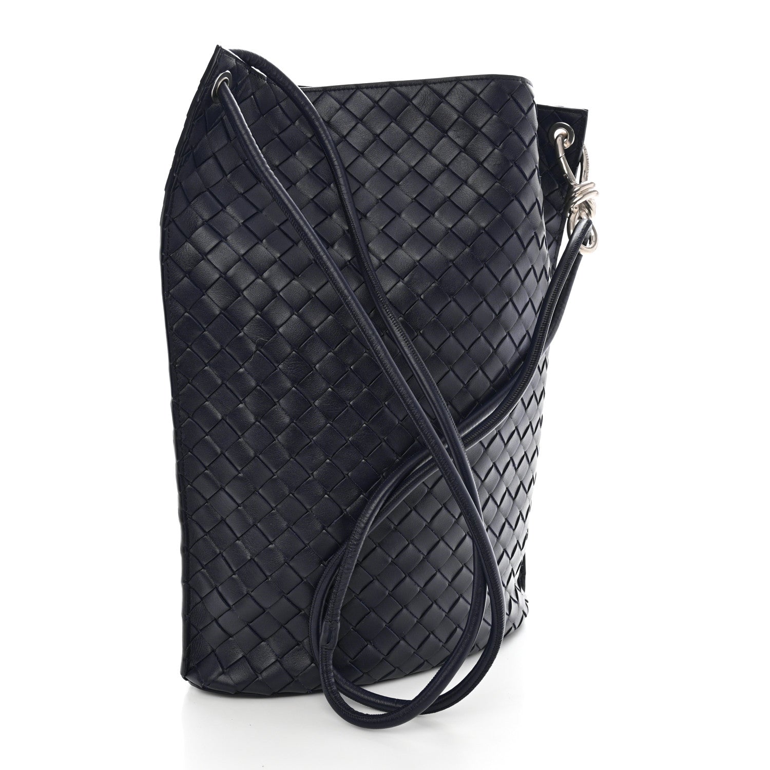 Bottega Veneta Nappa Intrecciato Medium Knot Bucket Bag Navy Blue 3 of 10