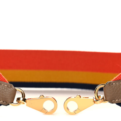 Hermes Toile Taurillon Clemence 50mm Shoulder Strap Blue Orange Yellow 3 of 4
