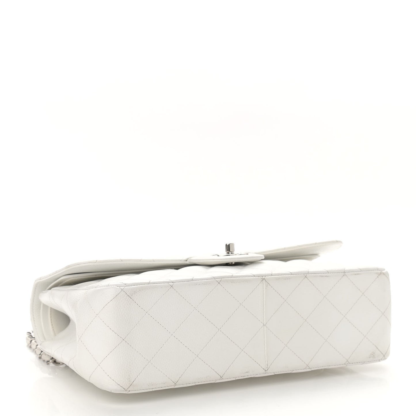 Caviar Quilted Jumbo Double Flap White