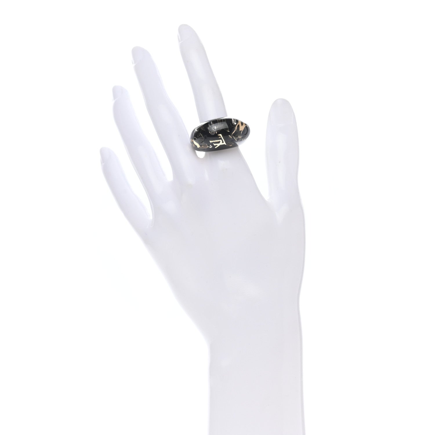 Louis Vuitton Resin Swarovski Crystal Inclusion Ring M Black 2 of 5
