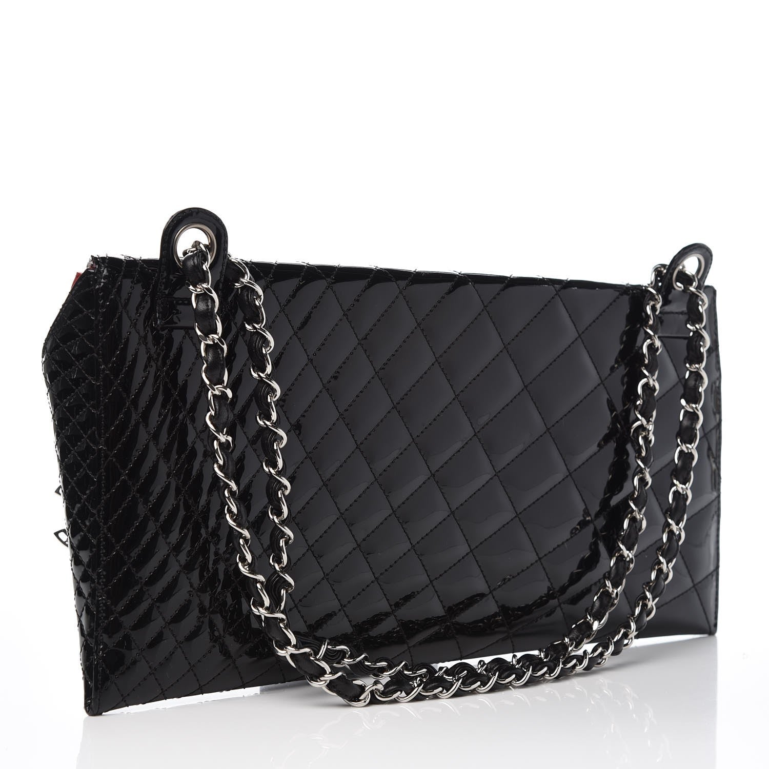 Chanel Patent Geometric Quilted Kaleidoscope Clutch Black 3 of 7