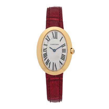 Cartier 18K Yellow Gold Alligator 24mm Baignoire Quartz Watch Burgundy 1 of 5