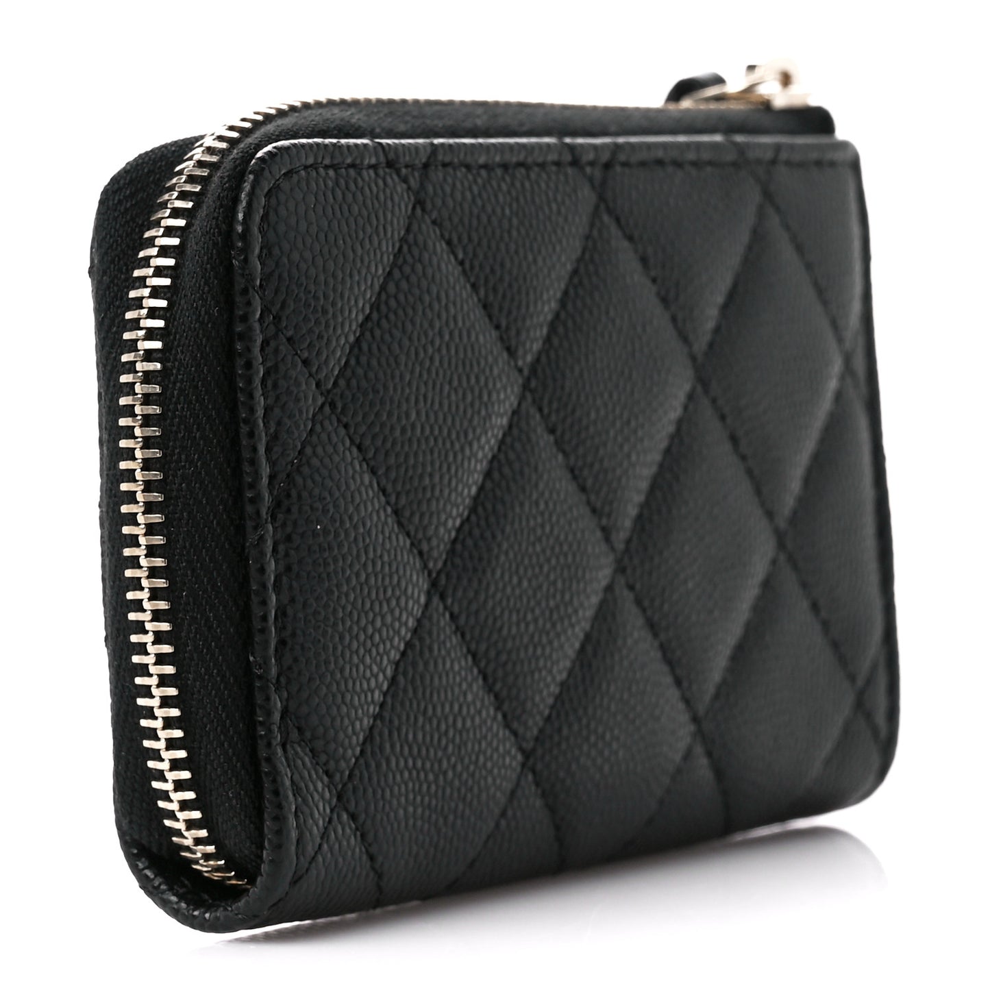 Caviar Quilted Zipped Key Holder Case Black