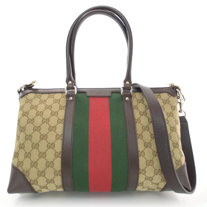 Gucci Monogram Vintage Web Medium Top Handle Bag 1 of 8