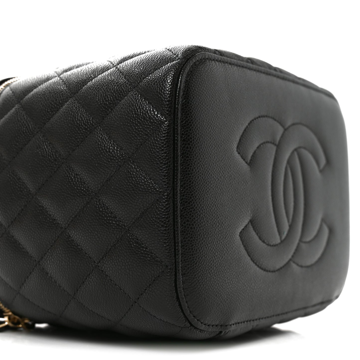 Caviar Quilted Large Vanity Pouch Black
