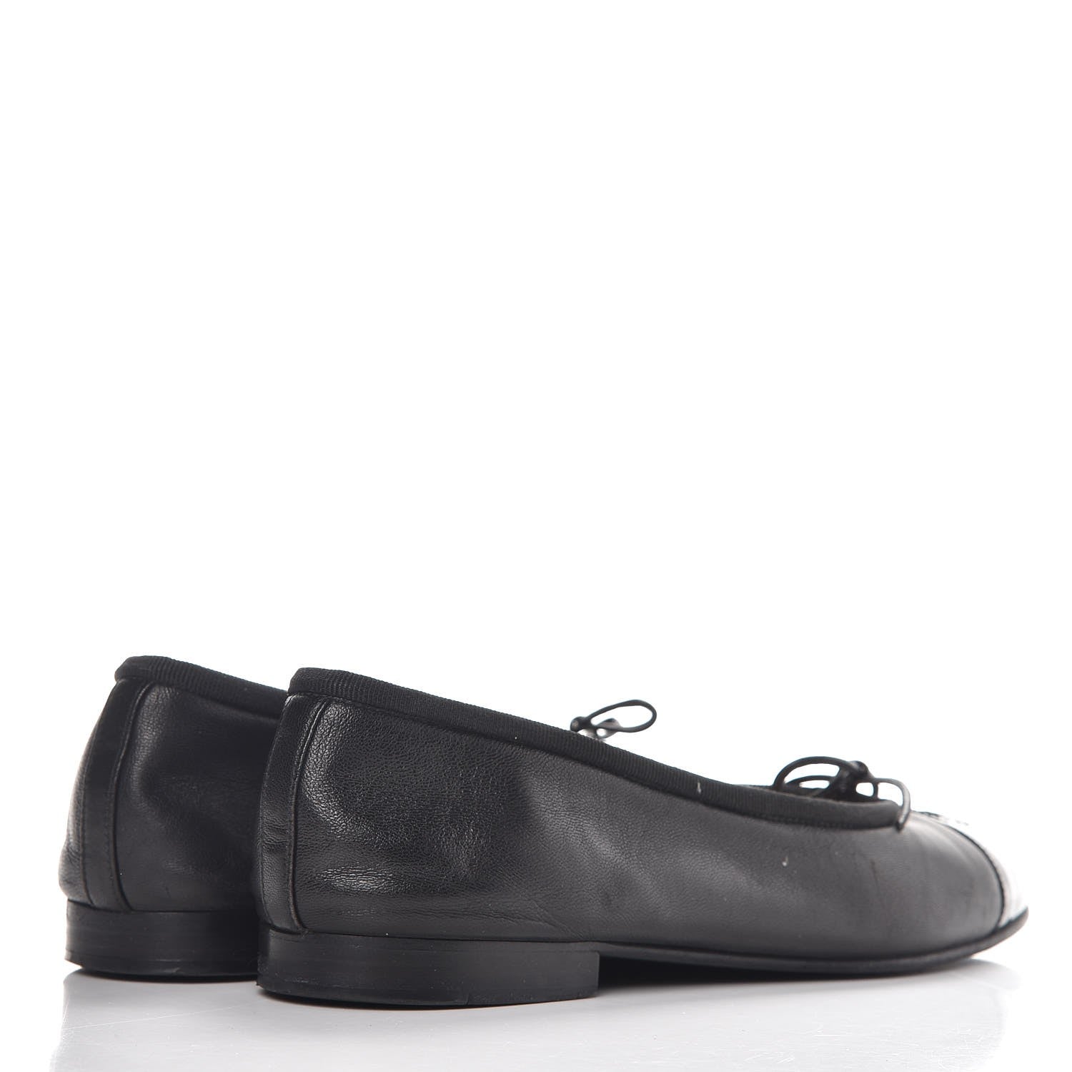 Chanel Lambskin Patent CC Cap Toe Ballerina Flats 36.5 Black 4 of 13