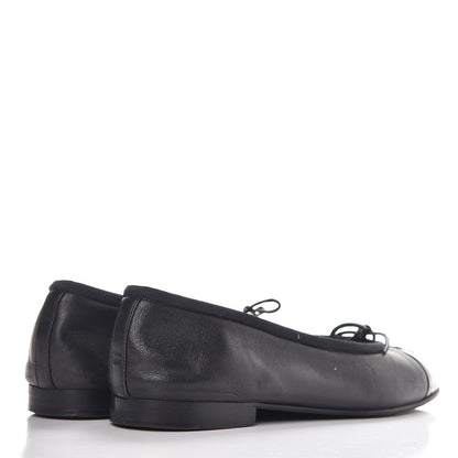 Chanel Lambskin Patent CC Cap Toe Ballerina Flats 36.5 Black 4 of 13