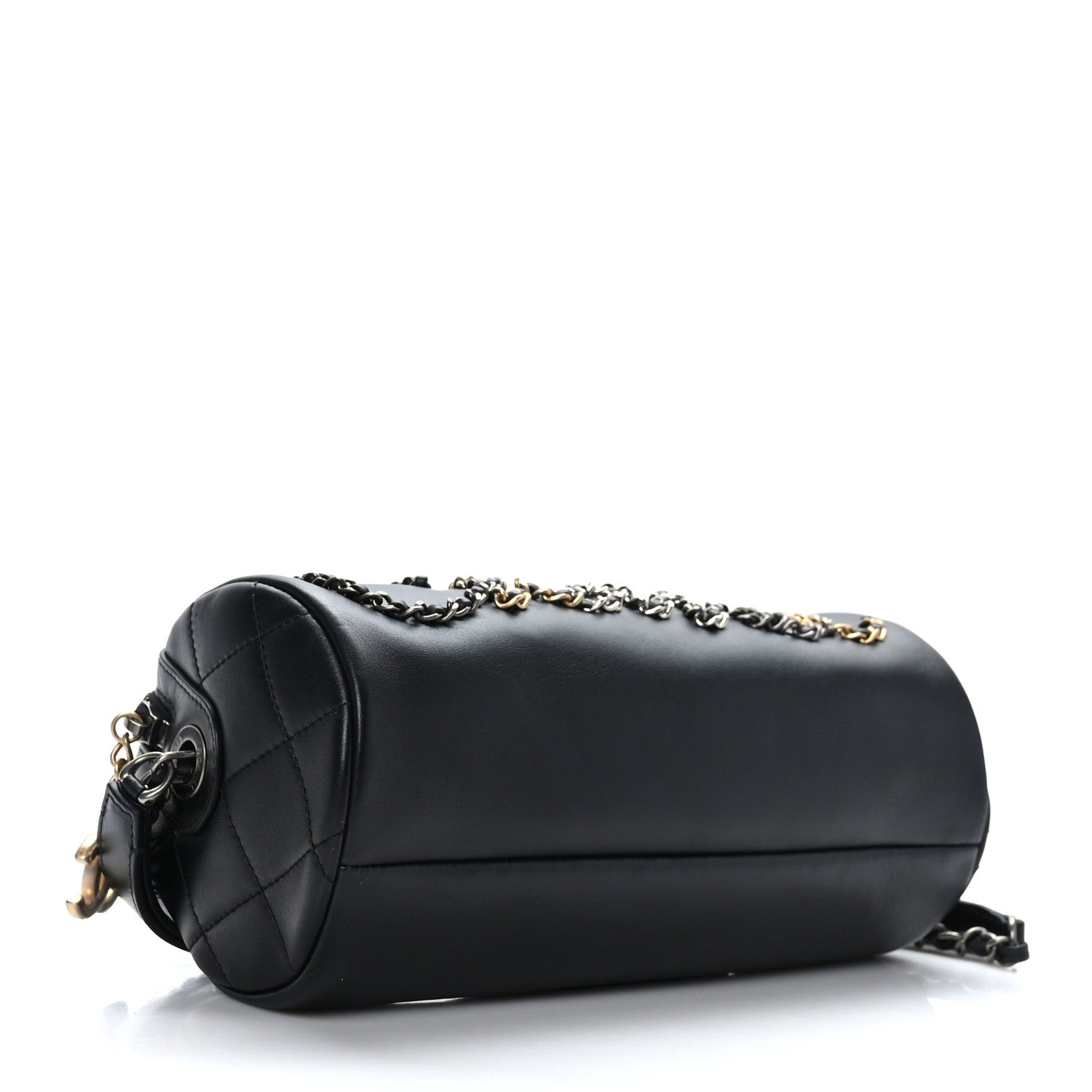 Chanel Metallic Lambskin Signe Bowling Bag Black 4 of 9