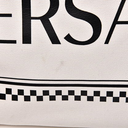Versace Canvas Logo Tote Black White 15 of 17