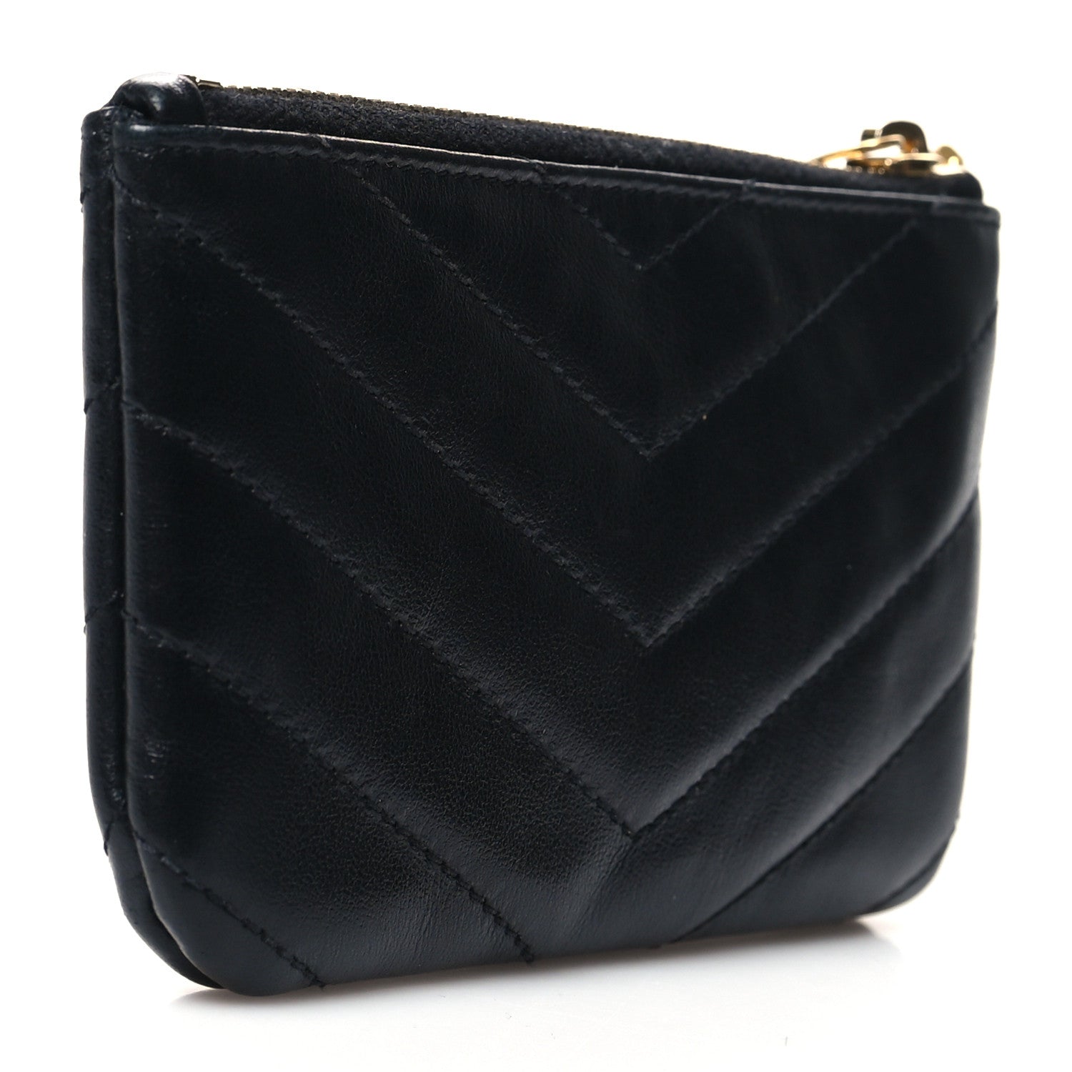 Saint Laurent Calfskin Matelasse Monogram Key Pouch Black 3 of 8