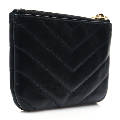 Saint Laurent Calfskin Matelasse Monogram Key Pouch Black 3 of 8