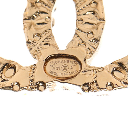Chanel Metal Textured CC Earrings Gold 4 of 4