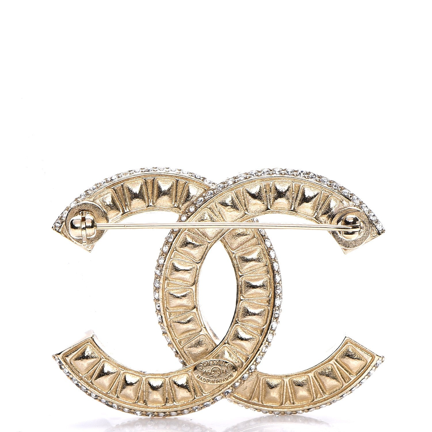 Chanel Baguette Crystal CC Brooch Light Gold 3 of 5