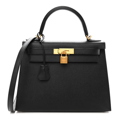 Hermes Epsom Horseshoe Vesro Kelly Sellier 28 Black Tabac Camel 1 of 13