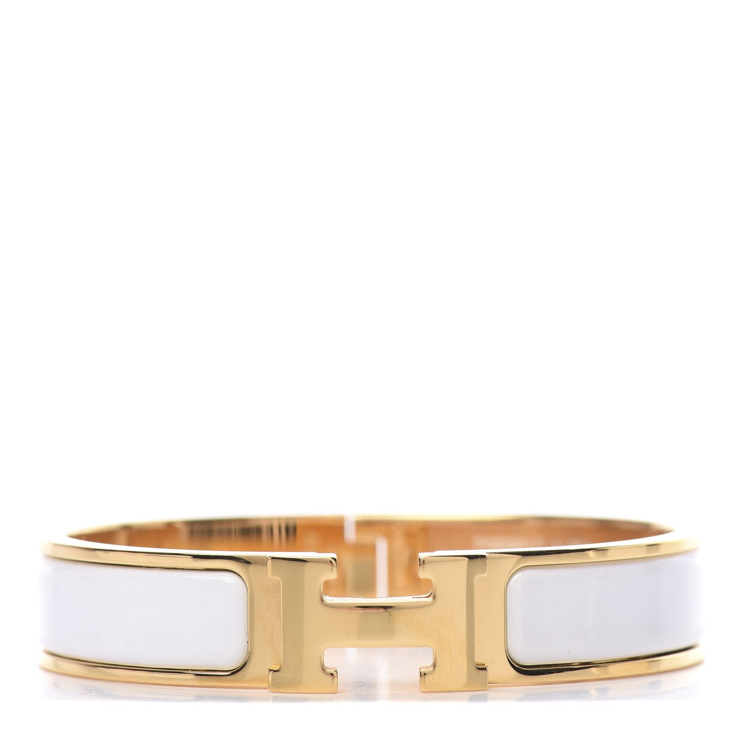 Enamel Narrow Clic Clac H Bracelet PM White