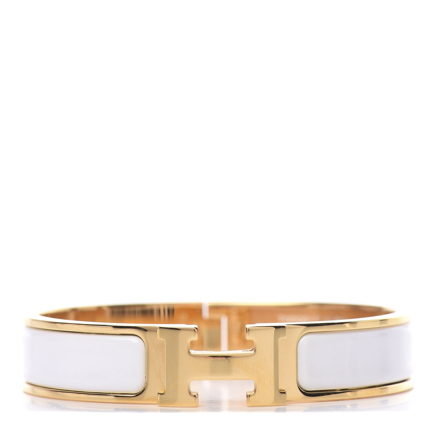 Hermes Enamel Narrow Clic Clac H Bracelet PM White 1 of 5