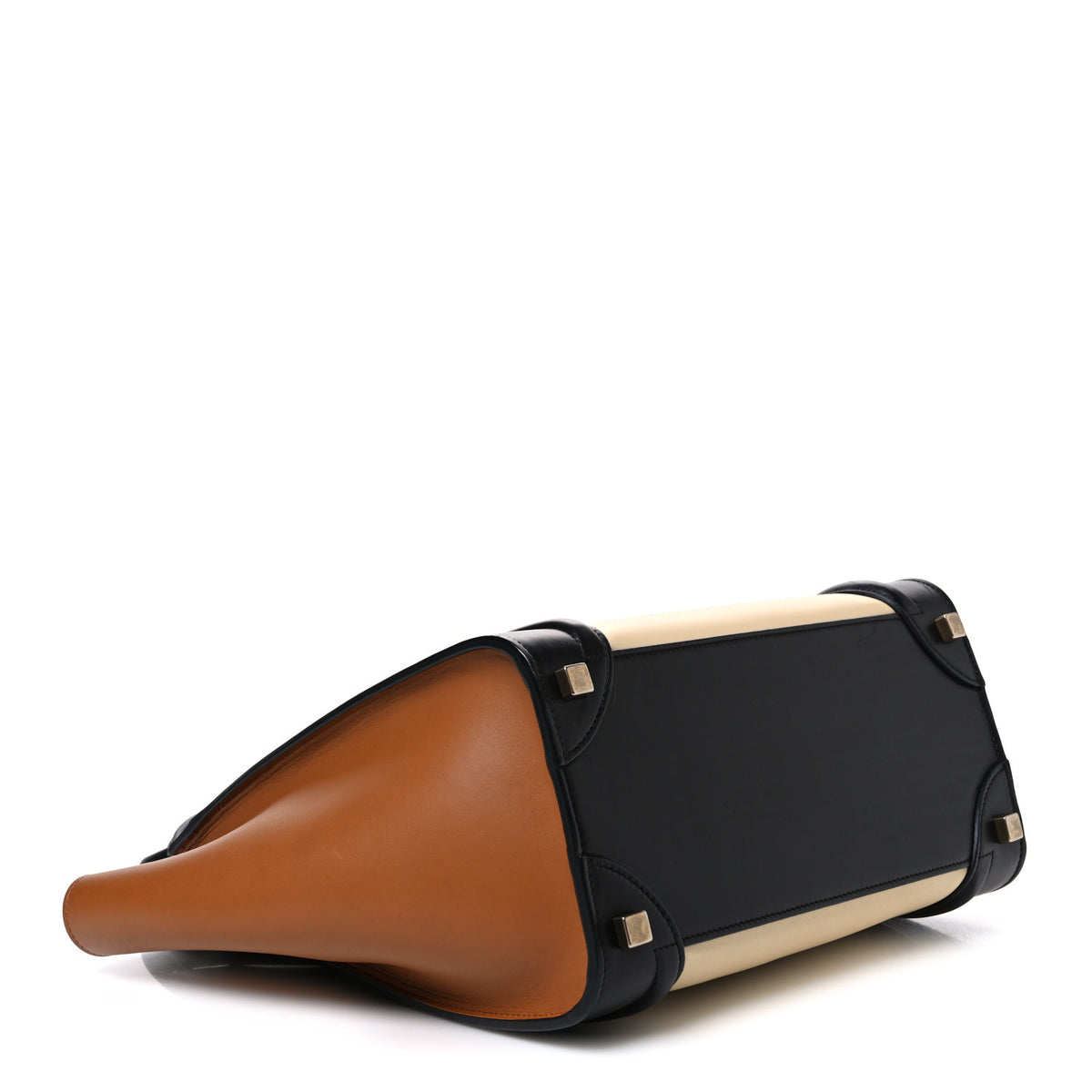 Smooth Calfskin Micro Bi-Color Luggage Black White Brown