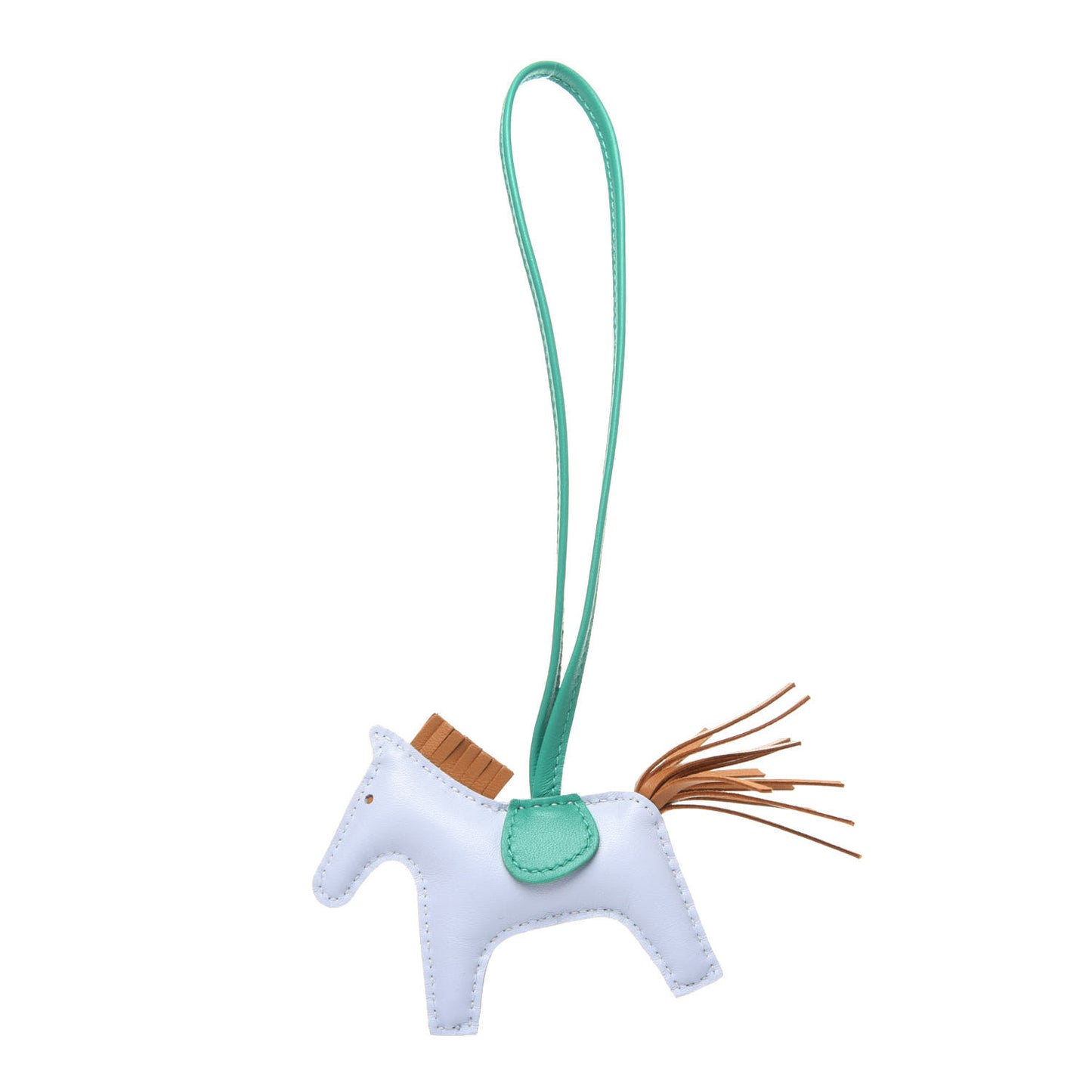 Milo Lambskin Grigri Rodeo Horse Bag Charm PM Bleu Brume Sesame Menthe