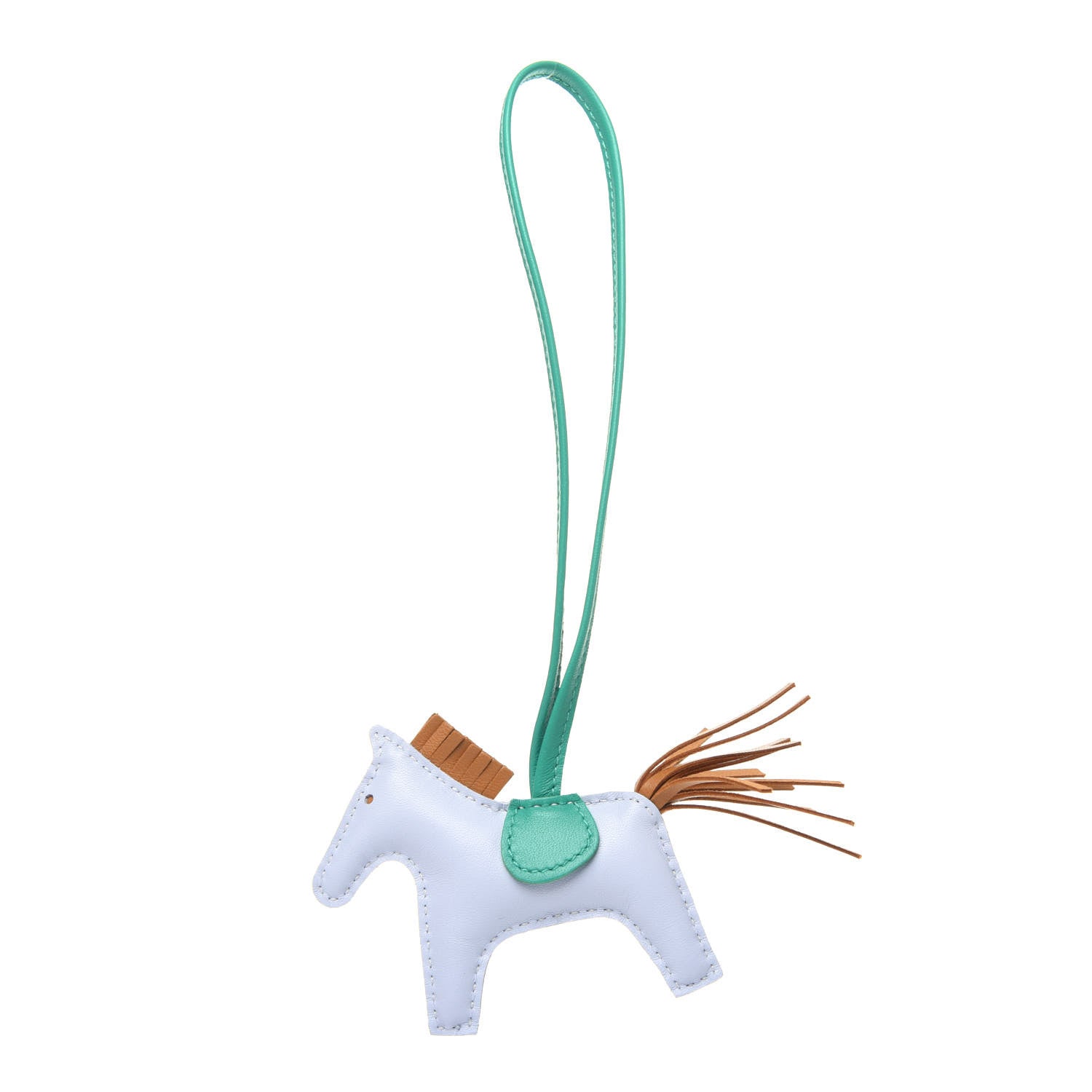 Hermes Milo Lambskin Grigri Rodeo Horse Bag Charm PM Bleu Brume Sesame Menthe 1 of 5