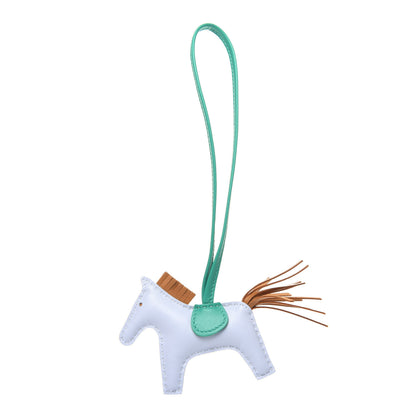 Hermes Milo Lambskin Grigri Rodeo Horse Bag Charm PM Bleu Brume Sesame Menthe 1 of 5