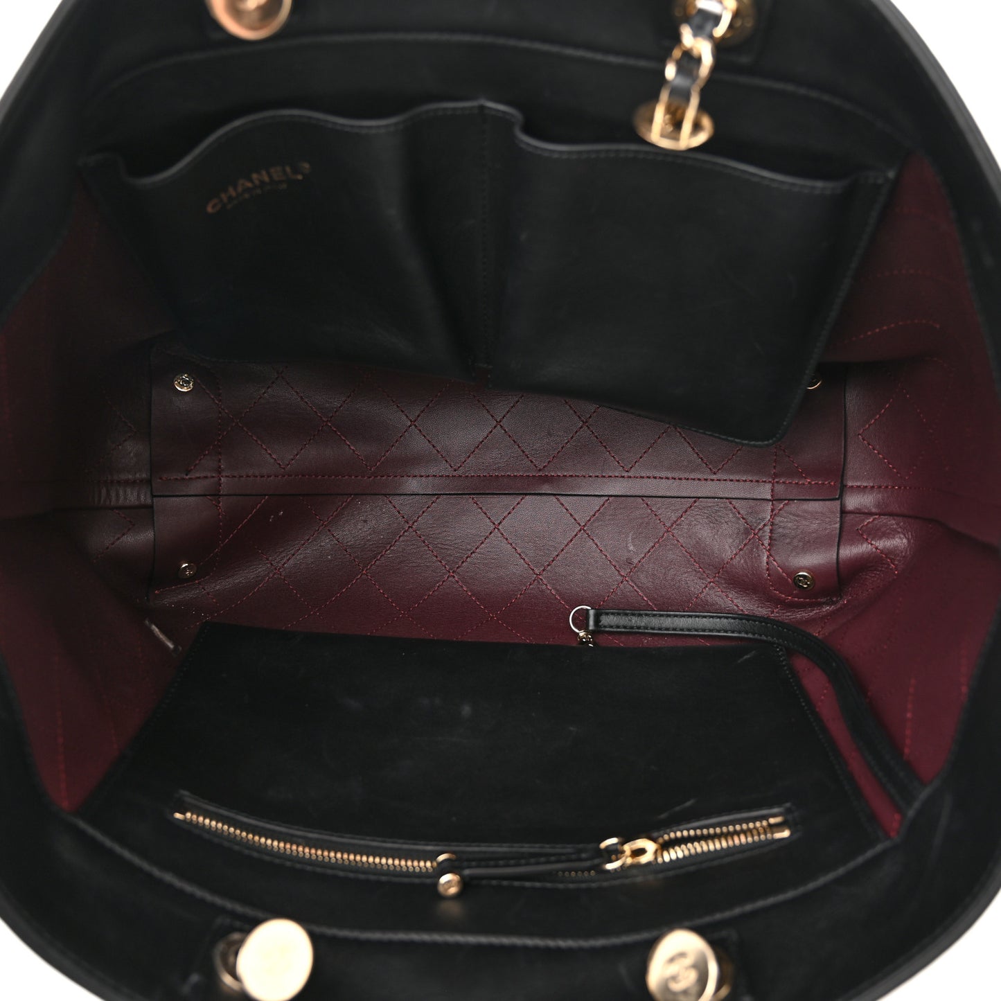 Calfskin Large Serial Shopper Tote Black