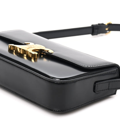 Celine Shiny Calfskin Triomphe Shoulder Bag Black 9 of 9