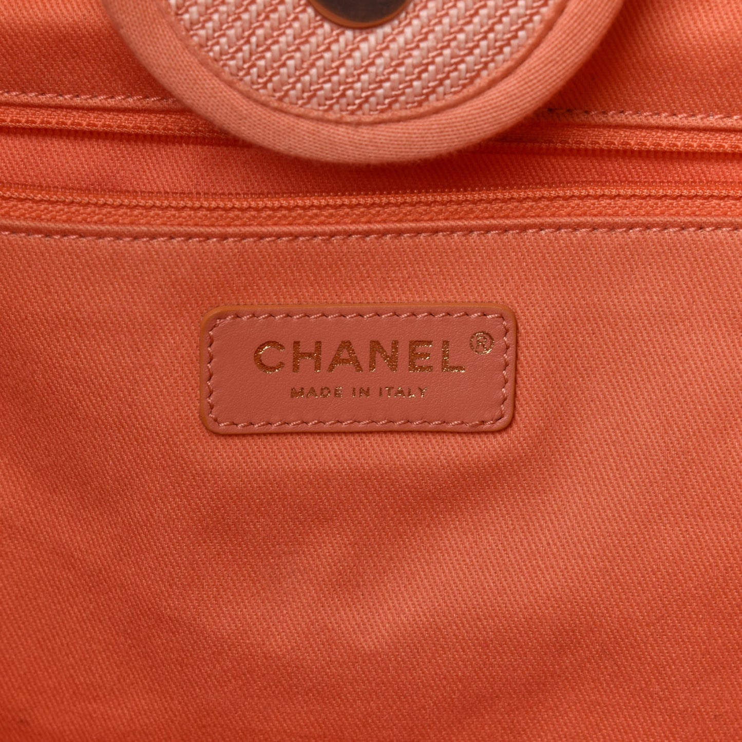 Mixed Fibers Calfskin Medium Deauville Tote Light Orange