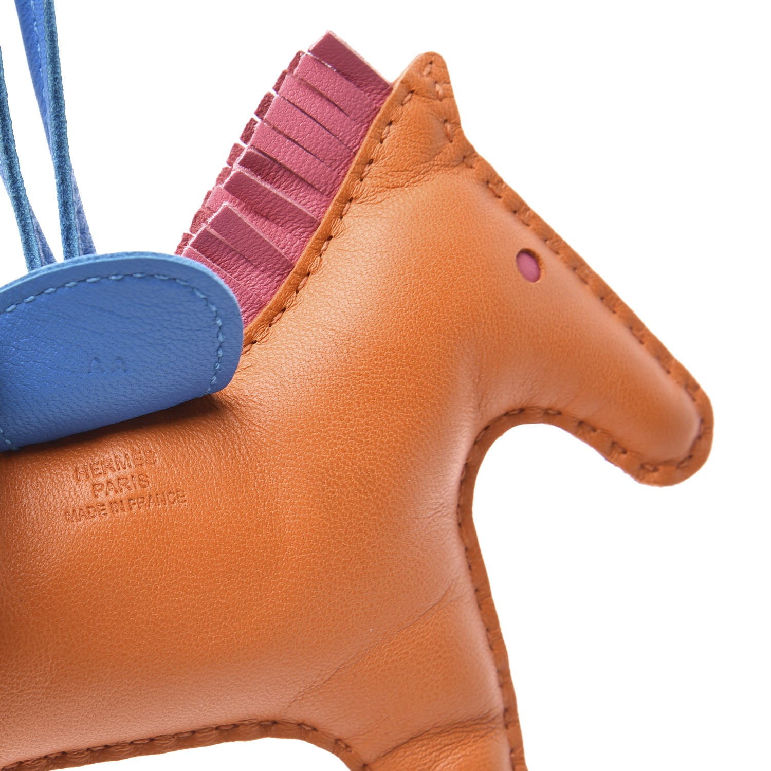 Hermes Milo Lambskin Grigri Rodeo Horse Bag Charm MM Orange Bleu Zanzibar Rose Azalee 4 of 5