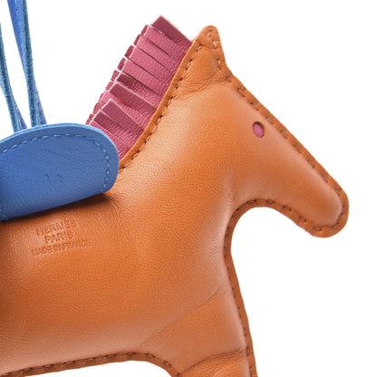 Hermes Milo Lambskin Grigri Rodeo Horse Bag Charm MM Orange Bleu Zanzibar Rose Azalee 4 of 5