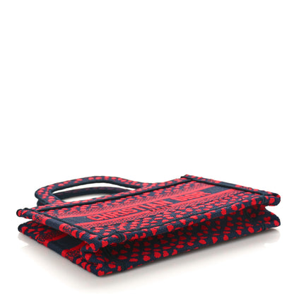Christian Dior Canvas Embroidered Pop Heart I Love Paris Mini Book Tote Red Multicolor 4 of 7