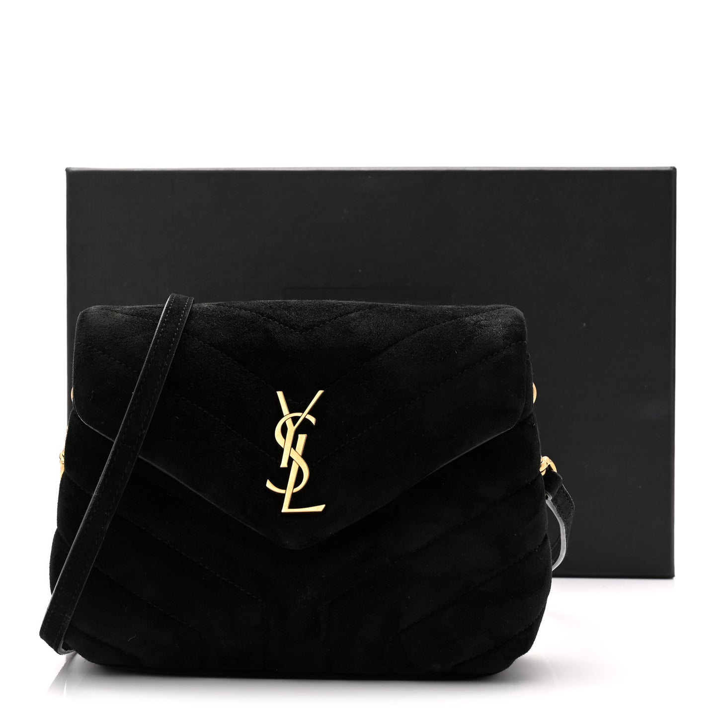 Suede Y Quilted Monogram Toy Loulou Crossbody Bag Black