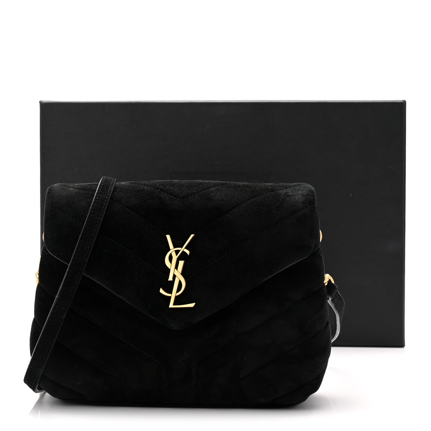 Saint Laurent Suede Y Quilted Monogram Toy Loulou Crossbody Bag Black 11 of 11